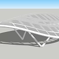 Modern Pergola Design With Streamlined Curved Roof And Grid Pattern Structure 3d model