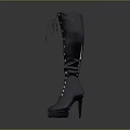 Stylish Knee High Fashion Boots With Intricate Pattern Silver Sole And White Laces