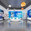 Smart Exhibition Hall With AI Technology Mobile Internet Interactive Display Digital Screens And Spherical Decorations 3d model