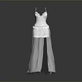 Elegant White Fashion Dress With Spaghetti Straps Fitted Bodice And Split Skirt