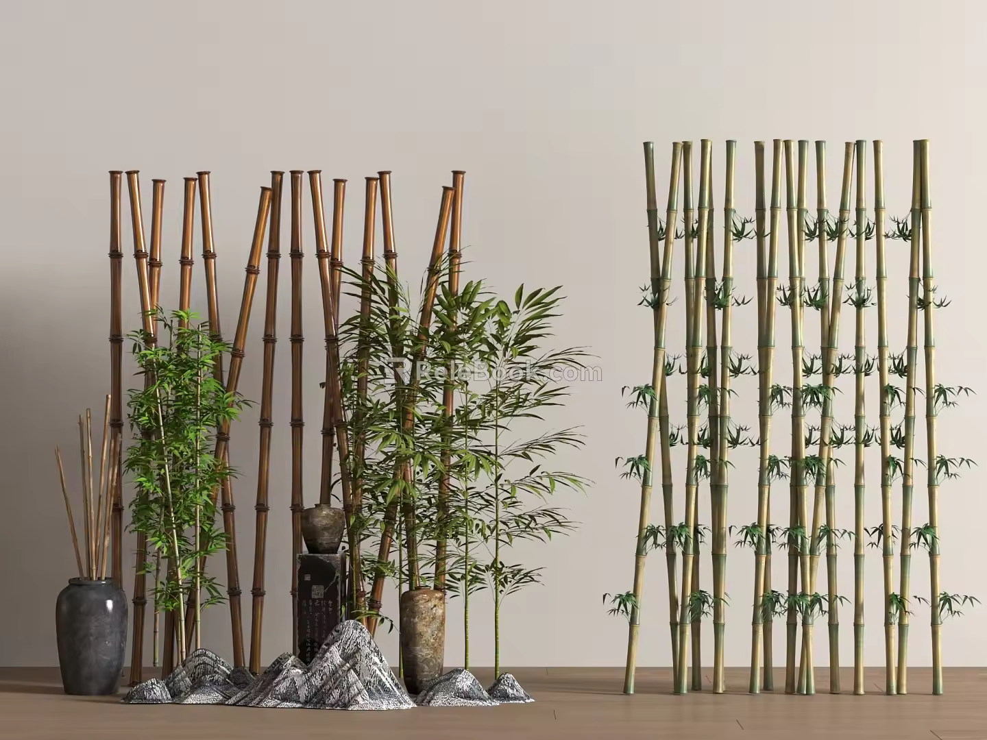 Dried branches of Chinese bamboo trees 3d model