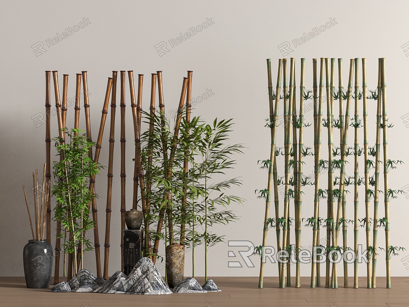 Dried branches of Chinese bamboo trees model