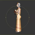 Yellow Long Dress With Red Stripes Ornate Headpiece And Sandals For Traditional Attire