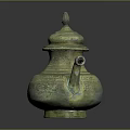 Brass Electric Teapot with Decorative Patterns Lid and Handle for Home Use