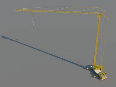 Yellow Tower Crane Industrial Equipment With Lifting Arm And Stable Base 3d model