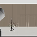 Modern Minimalist Public Office Space Interior With White Columns Light Colored Walls And Green Plants