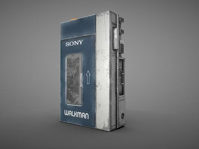 Sony Walkman Classic Digital Portable Music Player with Vintage Blue Silver Design 3d model