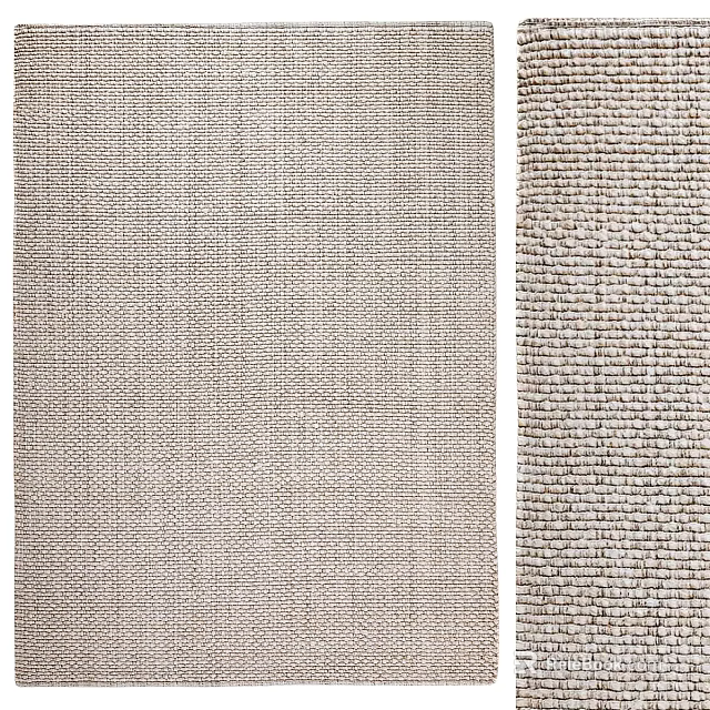 Square Rug With Woven Texture Neutral Beige Color For Modern Home Decor 3d model 