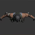 Tactical Military Character Wearing Gas Mask Striped Vest Camouflage Pants And Knee Pads