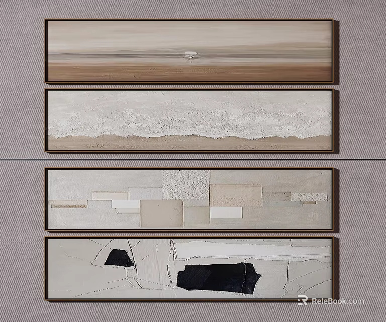 Minimalist Abstract Wall Art With Neutral Tones Wave Patterns And Geometric Shapes 3d model