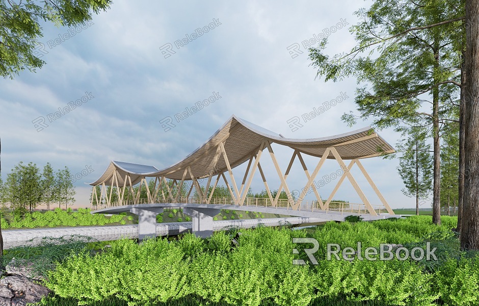 modern bridge landscape bridge arch bridge pedestrian bridge curve bridge landscape bridge waterfront landscape bridge wooden bridge model