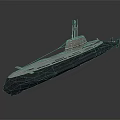 Military Submarine Vessel With Conning Tower And Metallic Hull Design