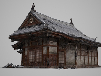 Ancient Architecture Chinese Style Brick House Ancient Folk House Tile bungalow dilapidated house slum 3d model