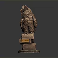 Detailed Bronze Owl Statue Perched On Open Book With Circular Base