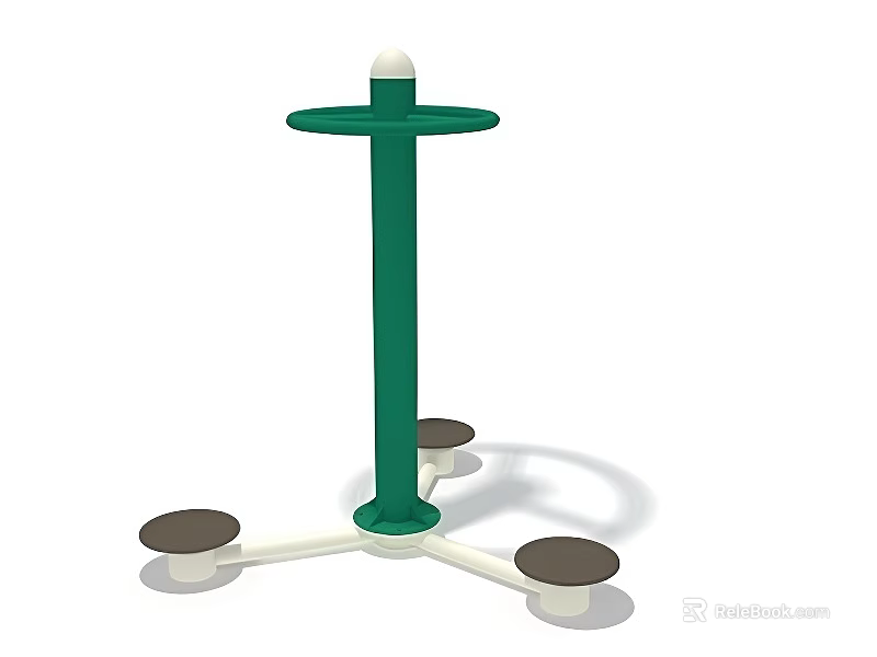 Durable Green Swing Door with Sturdy White Base and Metal Column Support 3d model 