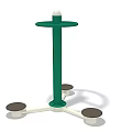 Durable Green Swing Door with Sturdy White Base and Metal Column Support