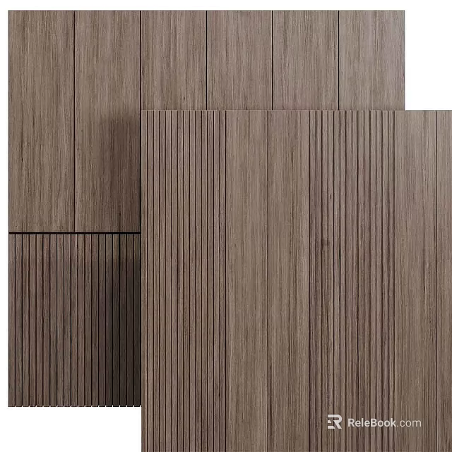 Natural Wooden Wall Decor With Vertical Slats And Flat Panel Design 3d model 