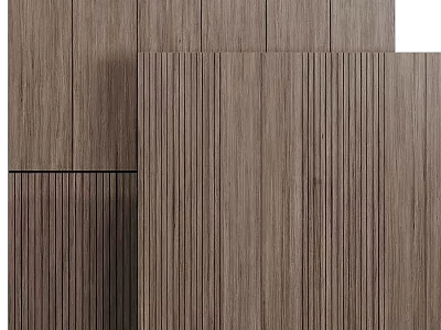 Natural Wooden Wall Decor With Vertical Slats And Flat Panel Design 3d model