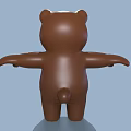 Cute Brown Cartoon Bear Figure With Open Arms 3D Model Design
