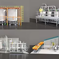 Industrial Equipment With Large Storage Tanks Piping Systems Operation Platforms And Workers
