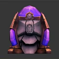 Futuristic Sci-Fi Scene Component Featuring Purple Pink Crystal Core And Metallic Shell With Glowing Elements