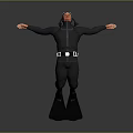 Scuba Diver In Diving Suit Exploring Marine Life Underwater With Outstretched Arms And Fins 3d model