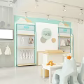 Light Luxury Children's Clothing Specialty Store With Modern Shelves And Decorative Elements