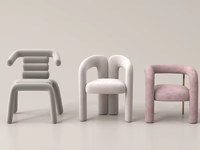 Modern Kids Chairs In Gray White Pink With Curved Arms And Soft Velvet Upholstery 3d model