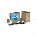 Vintage Desktop Computer With Windows 95 Monitor Tower Keyboard Mouse And Speakers