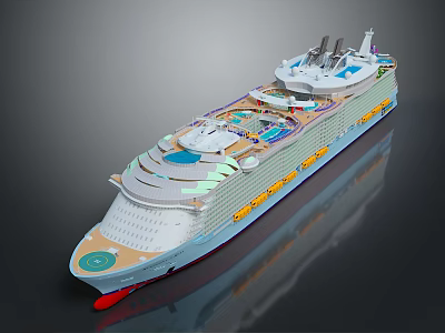 Luxury Cruise Ship Modern Design With Multiple Decks Swimming Pools And Entertainment Facilities 3d model