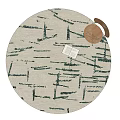 Round Rug With Green Abstract Lines Modern Minimalist Living Room Design