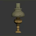 Elegant Vintage Lighting Combination With Glass Shade And Gold Base Stand