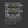 Industrial Mechanical Equipment Featuring Metal Structure Cylindrical Rollers Support Brackets And Warning Stripes