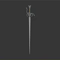 Decorative Sword With Curved Crossguard And Slender Blade On Dark Background