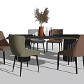 Modern Dining Table and Chair Combination Rectangular Dining Table and Chair Combination 3d model
