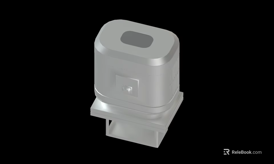 Silver Square Device With Top Panel And Stable Base Stand Design 3d model