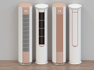 Modern Tower Air Conditioners With Sleek Design And Rose Gold Accents 3d model