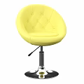 Yellow Tufted Accent Chair With Diamond Pattern And Swivel Metal Base
