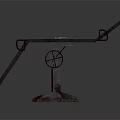 Vintage Medical Equipment With Rusted Metal Tilted Surface Handles And Wheel Mechanism