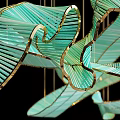Green Curved Ribbon Like Chandelier Modern Decorative Hanging Design For Interior Spaces