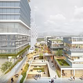 Modern Sustainable Industrial Park With Green Roof High Rise Buildings And Urban Design