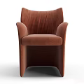 Modern Brown Velvet Accent Chair With Curved Backrest And Elegant Armrest Design