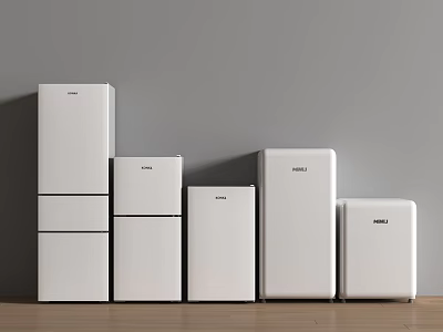 Haier White Refrigerators And Freezers With Various Sizes For Modern Kitchen 3d model