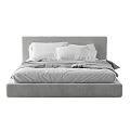 Modern Double Bed with Gray Headboard White Pillows and Soft Cozy Bedding 3d model