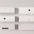 White Air Conditioner Fans From Various Brands With Different Simple Designs 3d model