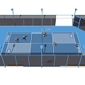 Outdoor Tennis Court With Blue Surface And Fenced Area For Fitness Activity