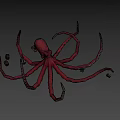 Pink Octopus Game Character With Yellow Eyes Green Edge Tentacles And Gears Anchor