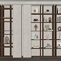 Modern Minimalist Display Cabinets With Open Shelving Dark Light Wood Tones Books Vases Decorative Items