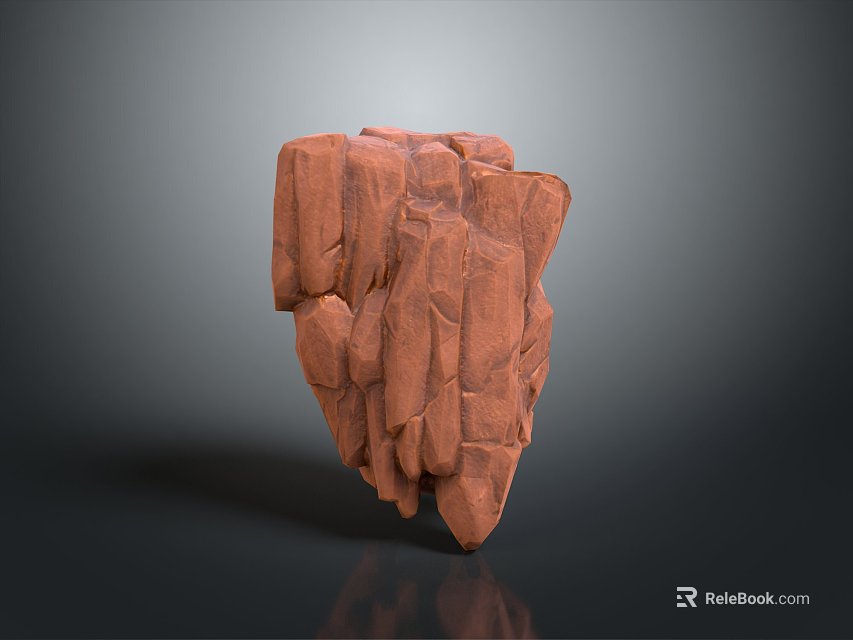 Natural Red Stone And Wood Material With Textured Surface And Wooden Detail 3d model 