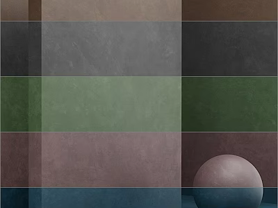 Textured Color Blocks Wall With Various Hues And Decorative Round Sphere 3d model